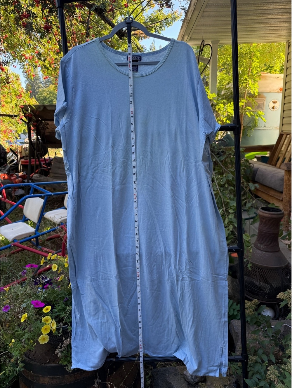Lands' End Women's Light Blue Cotton T-Shirt Dress 3X